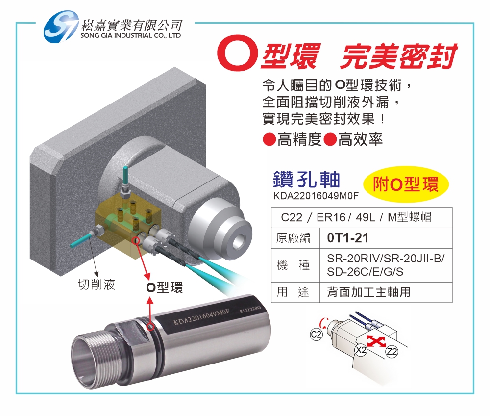 鑽孔軸附O型環